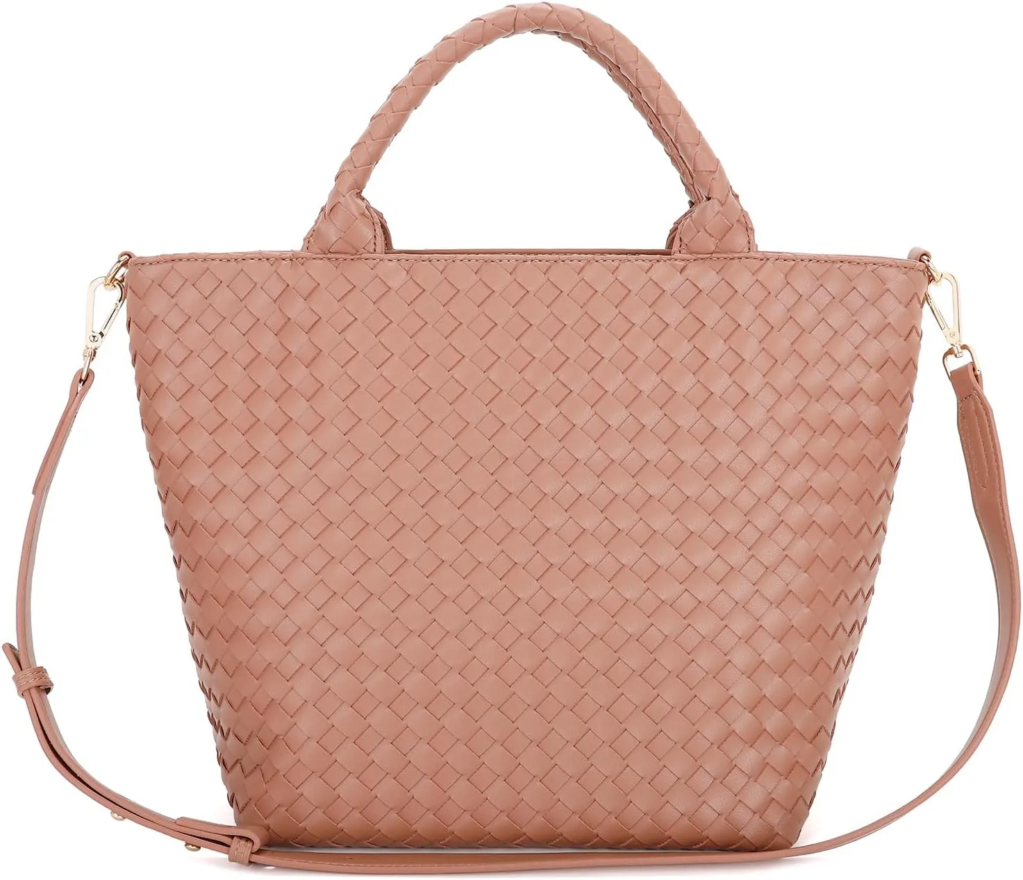 E Woven Tote Bag for Women Stylish Top Handle Handbag with Adjustable Shoulder Strap
