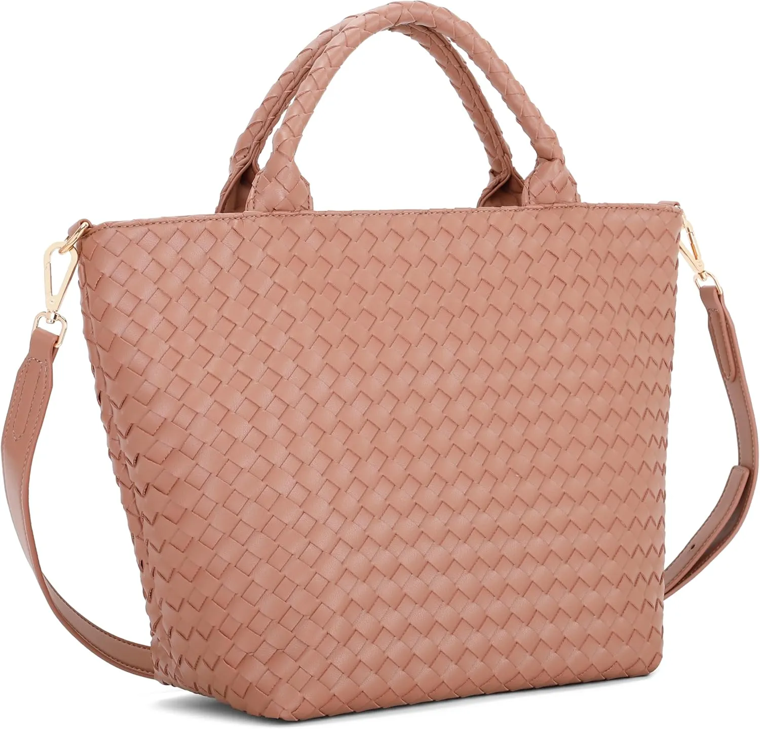 E Woven Tote Bag for Women Stylish Top Handle Handbag with Adjustable Shoulder Strap