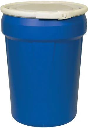 Eagle 30 Gallon Plastic Drum with Lid, Plastic Lever-Lock, 28.5"x21.1", Open Head Lab Pack Drum Made of Durable, Lightweight HDPE, Withstands Weather and Chemicals, Made in USA, Blue, 1601B