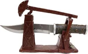Ebros Rustic Vintage Nodding Donkey Pumpjack Oil Derrick Rig Display Holder Statue with Decorative Blunt Dagger Knife Figurine Set Centerpiece Decor Letter Opener Accent