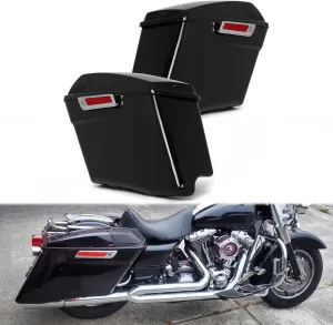 ECOTRIC 5'' Extended Saddlebags w/speaker lids Compatible with 1993-2013 Harley Davidson Road King Glide Electra Street Glide All Touring Models Stretched Hard Saddle Bags