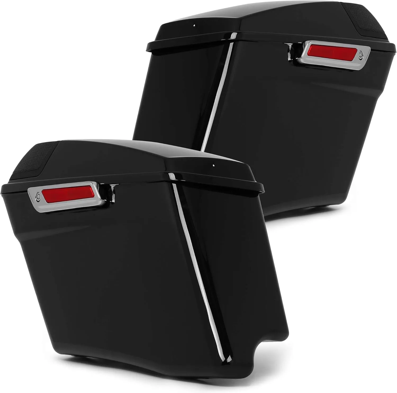 ECOTRIC 5'' Extended Saddlebags w/speaker lids Compatible with 1993-2013 Harley Davidson Road King Glide Electra Street Glide All Touring Models Stretched Hard Saddle Bags