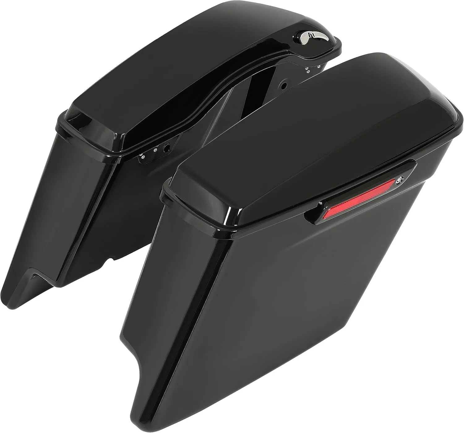 ECOTRIC 5" Stretched Extended Saddle Bags Compatible with 2014-2024 Harley Davidson Touring Street Glide Road Glide Road King Electra Glide Ultra Classi Hard Saddlebags Black