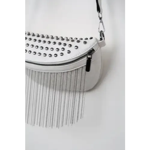 Edgy Leather Studded Sling Bag with Fringe Flair