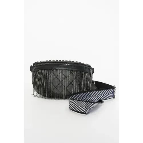Edgy Leather Studded Sling Bag with Fringe Flair