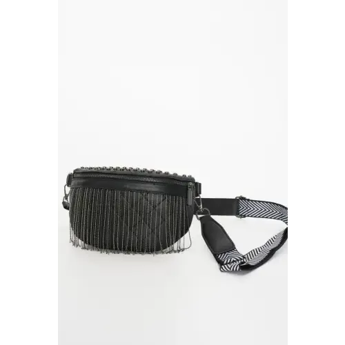 Edgy Leather Studded Sling Bag with Fringe Flair