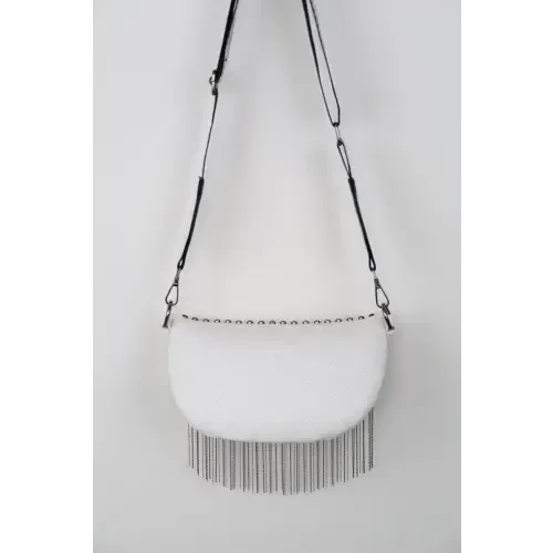 Edgy Leather Studded Sling Bag with Fringe Flair