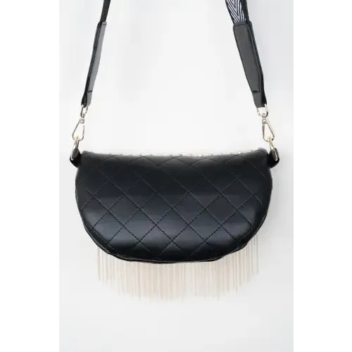 Edgy Leather Studded Sling Bag with Fringe Flair