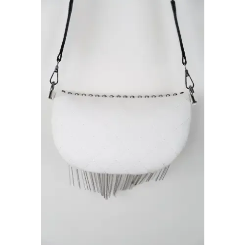Edgy Leather Studded Sling Bag with Fringe Flair