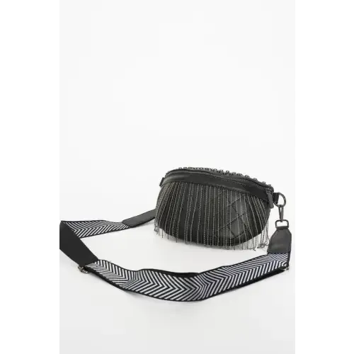 Edgy Leather Studded Sling Bag with Fringe Flair