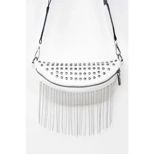 Edgy Leather Studded Sling Bag with Fringe Flair