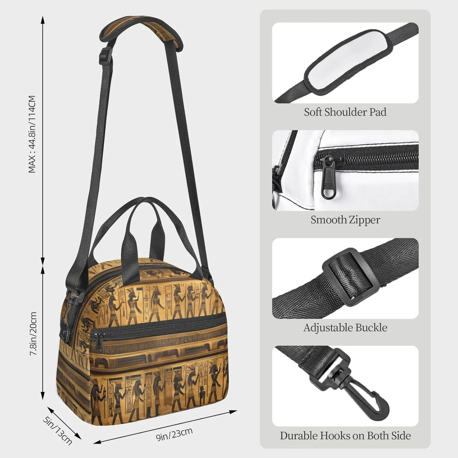 Egypt Hieroglyphics Insulated Lunch Bag Lunch Box For Women Men Reusable Tote For Office Gym Outings
