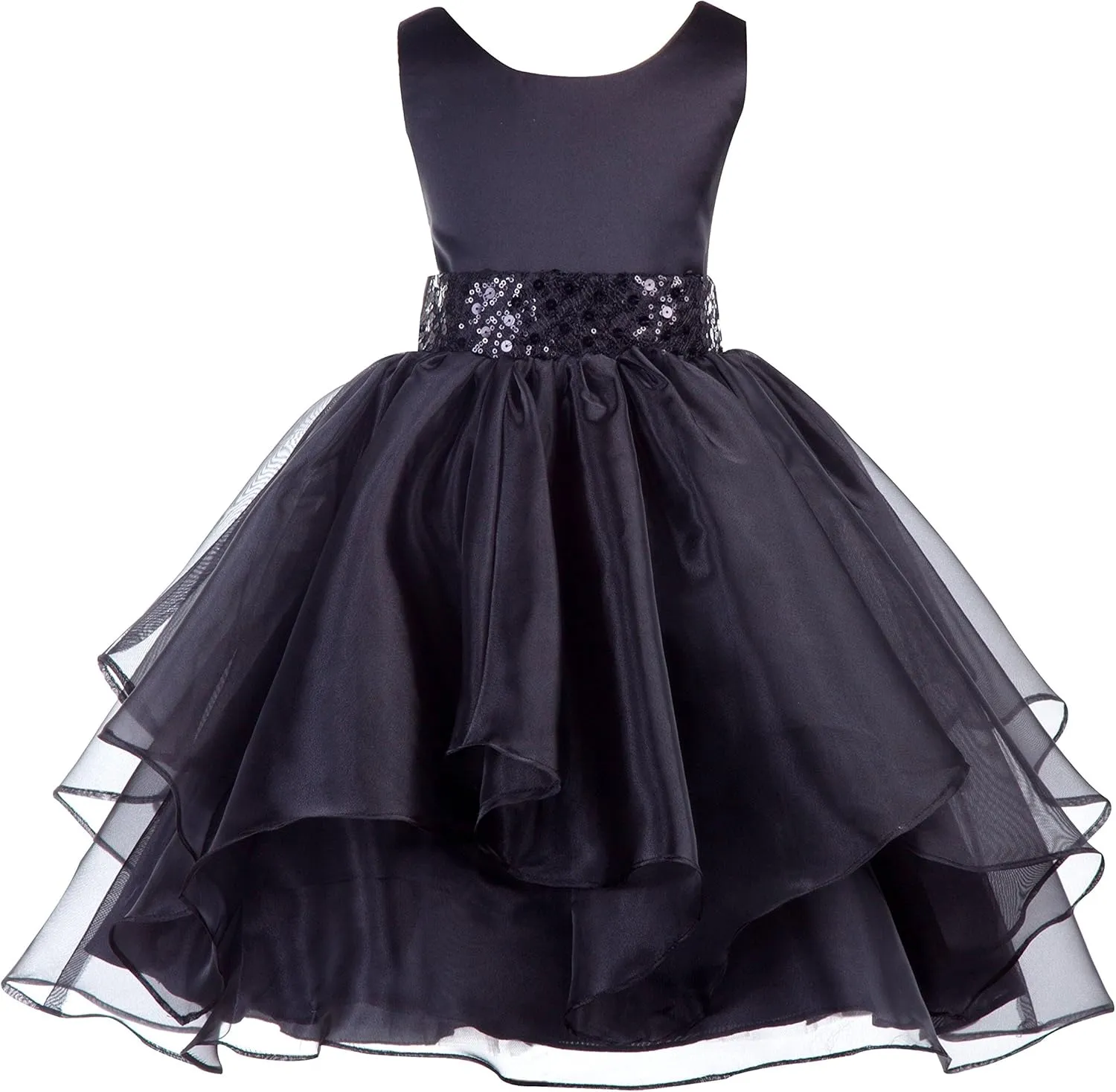 ekidsbridal Asymmetric Ruffled Organza Sequin Flower Girl Dress Toddler Girl Dresses