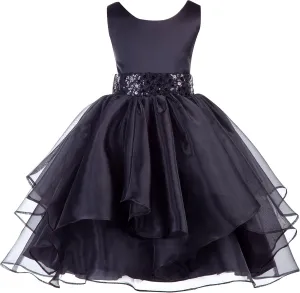 ekidsbridal Asymmetric Ruffled Organza Sequin Flower Girl Dress Toddler Girl Dresses