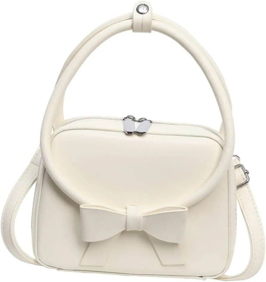 Elegant Crossbody Bag for Women Fashionable PU Leather Bowknot Shoulder Purse Top Handle Handbag with Adjustable Strap
