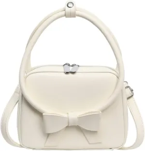 Elegant Crossbody Bag for Women Fashionable PU Leather Bowknot Shoulder Purse Top Handle Handbag with Adjustable Strap