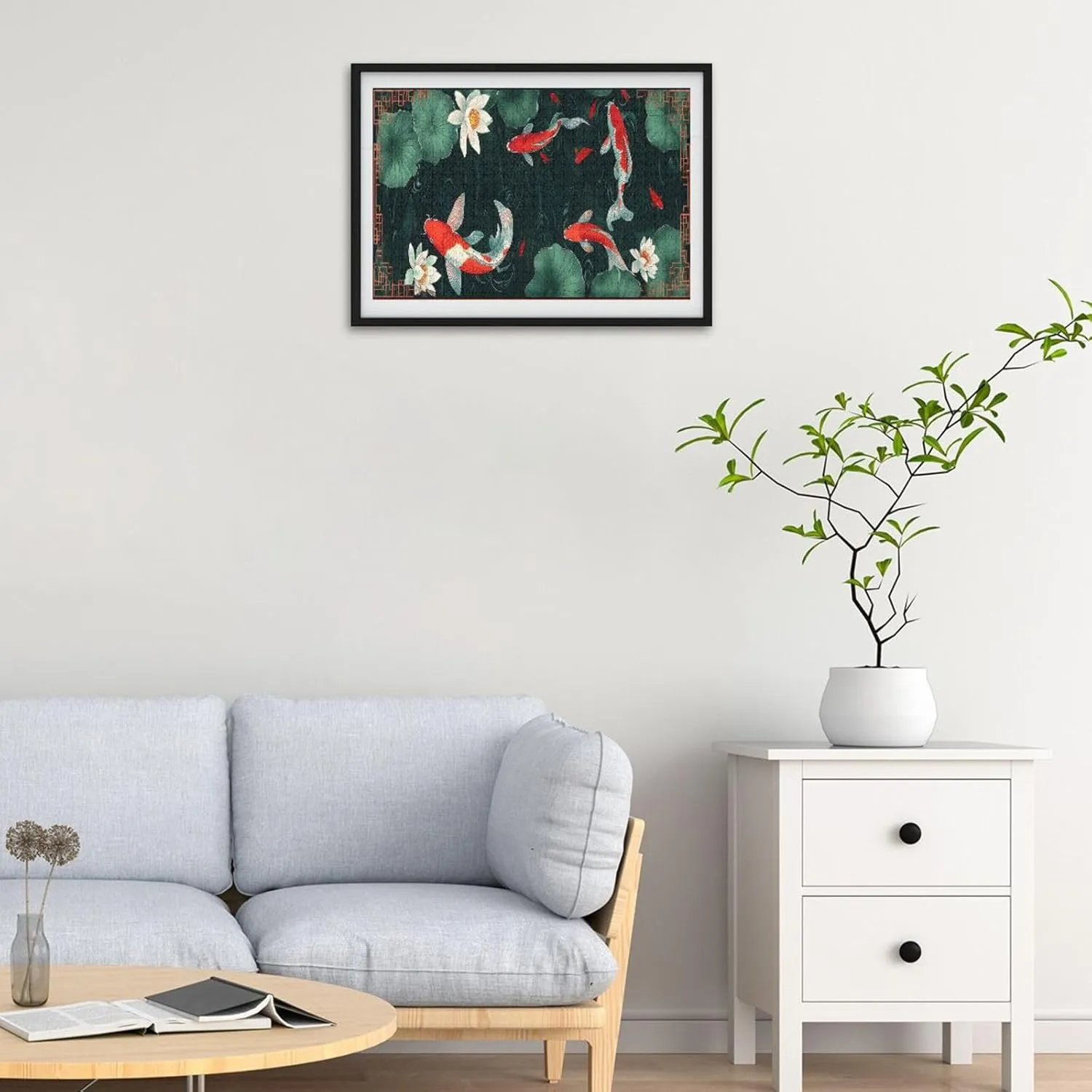 Elegant Koi Fish Green Puzzle 1000 Pieces, Fantasy Puzzles for Adults, Adult Games