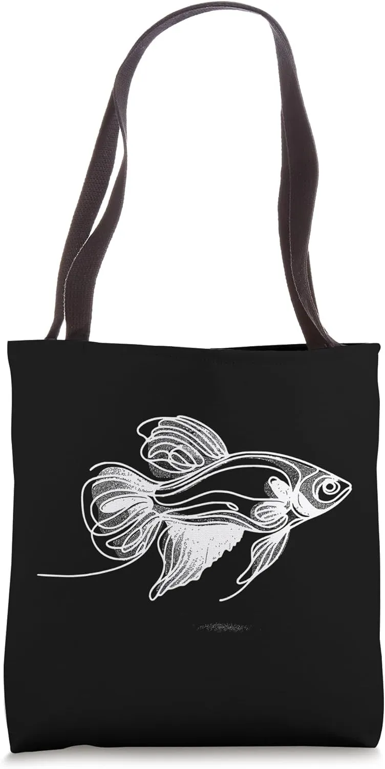 Elegant Line Art Simple Drawing Artwork Cherry Barb Aquariu Tote Bag