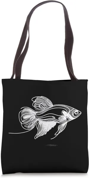Elegant Line Art Simple Drawing Artwork Cherry Barb Aquariu Tote Bag