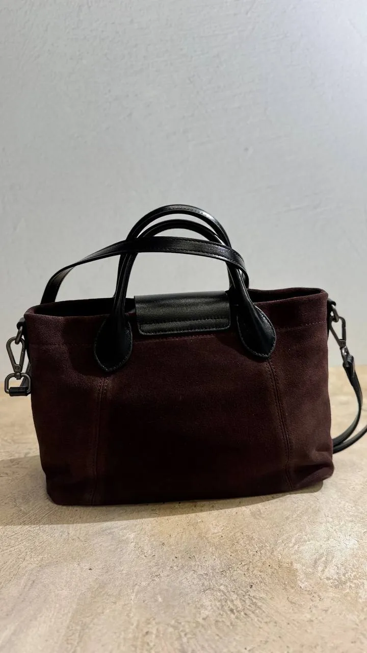 Elegant Nubuck and Genuine Leather Handbag