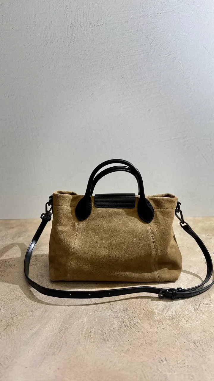 Elegant Nubuck and Genuine Leather Handbag