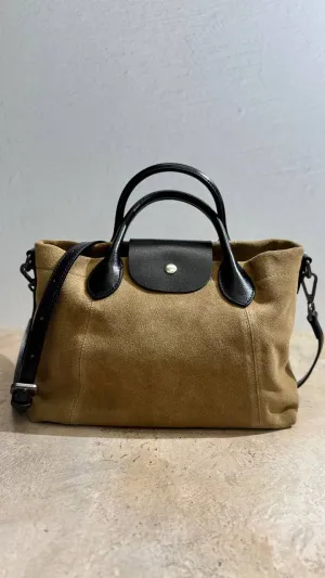 Elegant Nubuck and Genuine Leather Handbag
