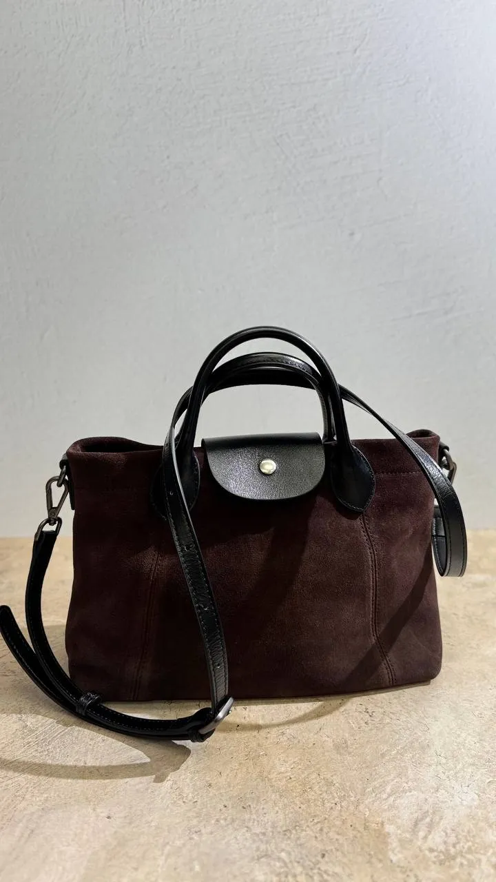 Elegant Nubuck and Genuine Leather Handbag