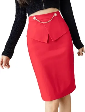 Elegant Womens Korean Fashion High Waist Sexy Skirt Winter Streetwear Mid Length Skirt