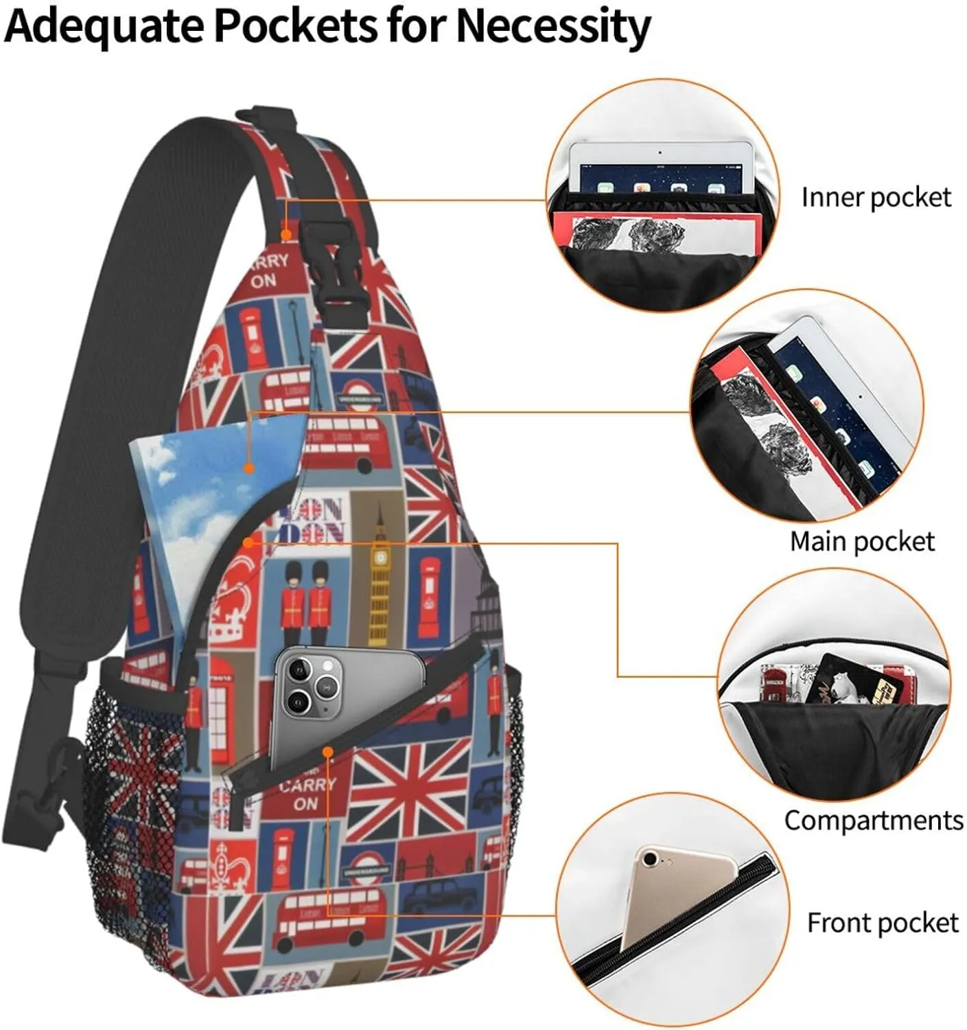 Elephant Print Crossbody Sling Backpack For Women Men,Sling Bag Travel Hiking Chest Bag Daypack