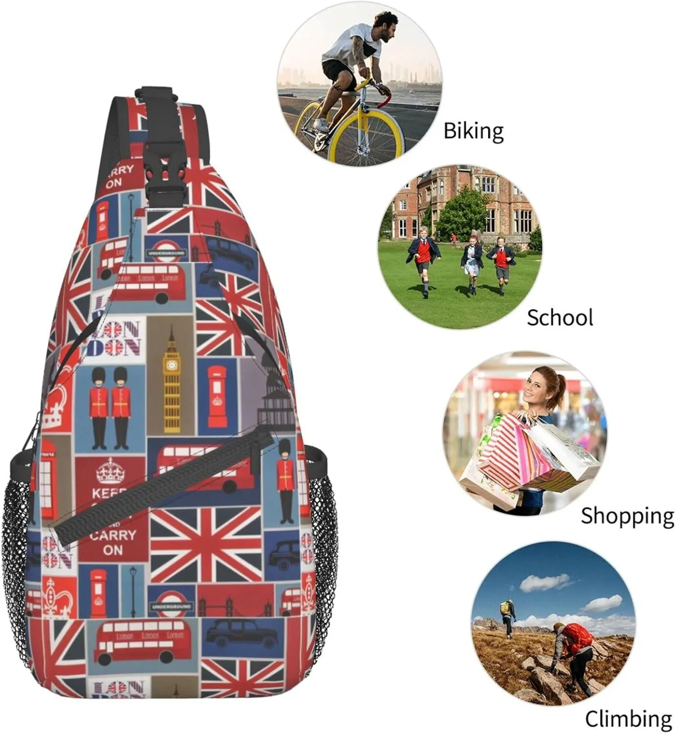Elephant Print Crossbody Sling Backpack For Women Men,Sling Bag Travel Hiking Chest Bag Daypack
