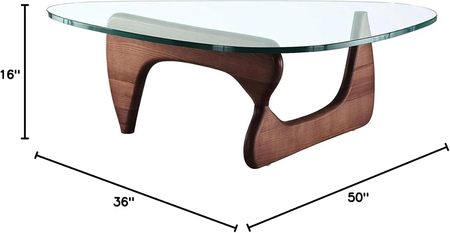 eMod - Noguchi Triangle Coffee Table Glass Top (Walnut)