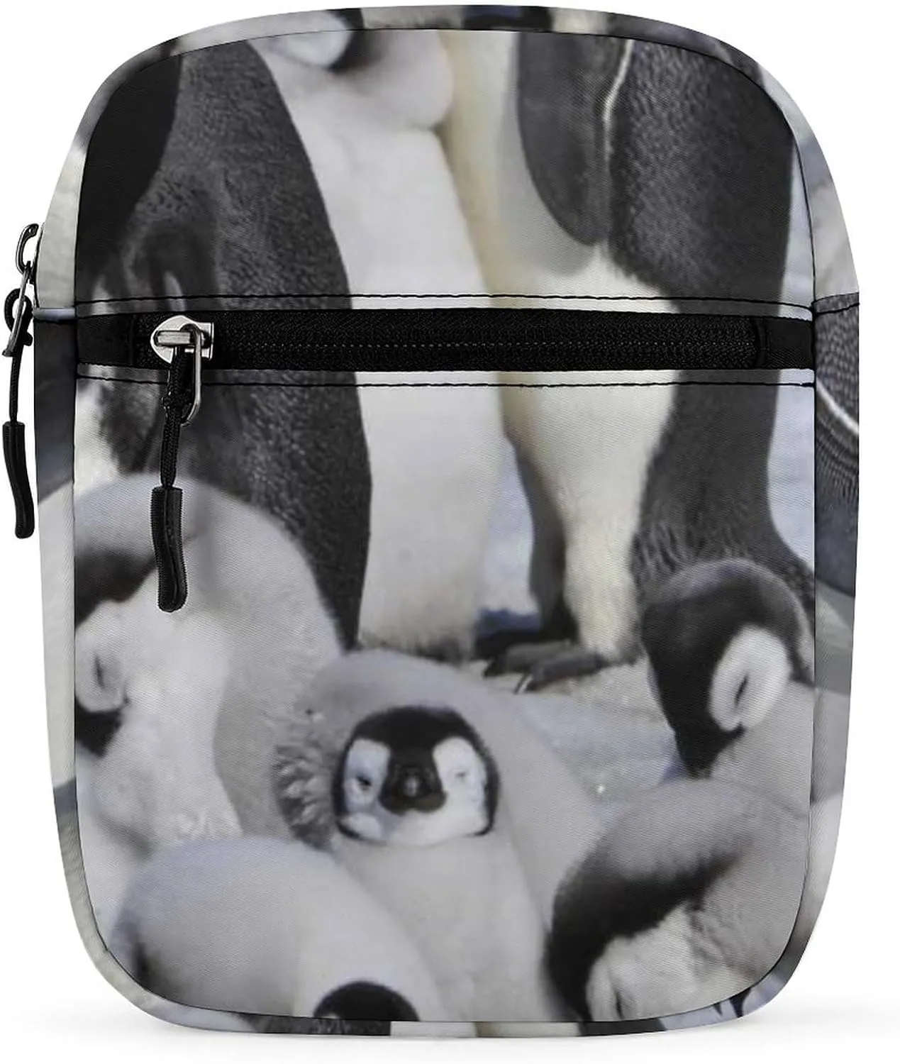 Emperor Penguins with Chick On Winter Snow Adjustable Fanny Waist Pack Pouch, Waterproof Crossbody Runners Bag Wallet for Gym Hiking Fitness Women Men 6.1 x 2.2 x 7.9 inch