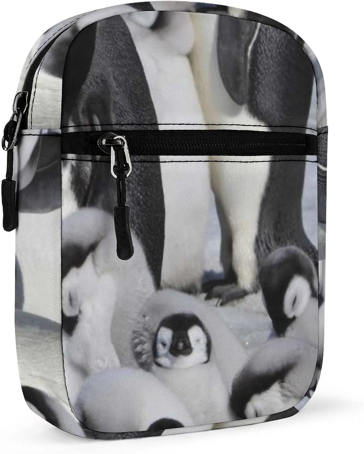 Emperor Penguins with Chick On Winter Snow Adjustable Fanny Waist Pack Pouch, Waterproof Crossbody Runners Bag Wallet for Gym Hiking Fitness Women Men 6.1 x 2.2 x 7.9 inch