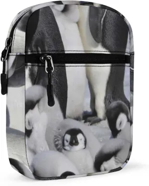 Emperor Penguins with Chick On Winter Snow Adjustable Fanny Waist Pack Pouch, Waterproof Crossbody Runners Bag Wallet for Gym Hiking Fitness Women Men 6.1 x 2.2 x 7.9 inch