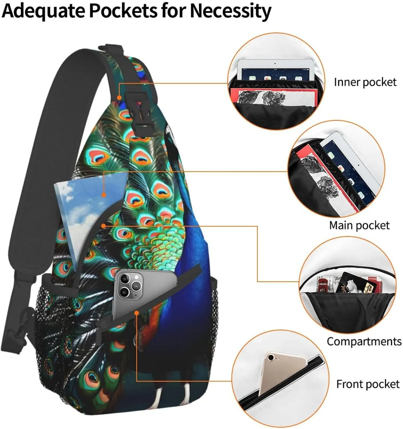 England Symbols Print Crossbody Sling Backpack For Women Men,Sling Bag Travel Hiking Chest Bag Daypack