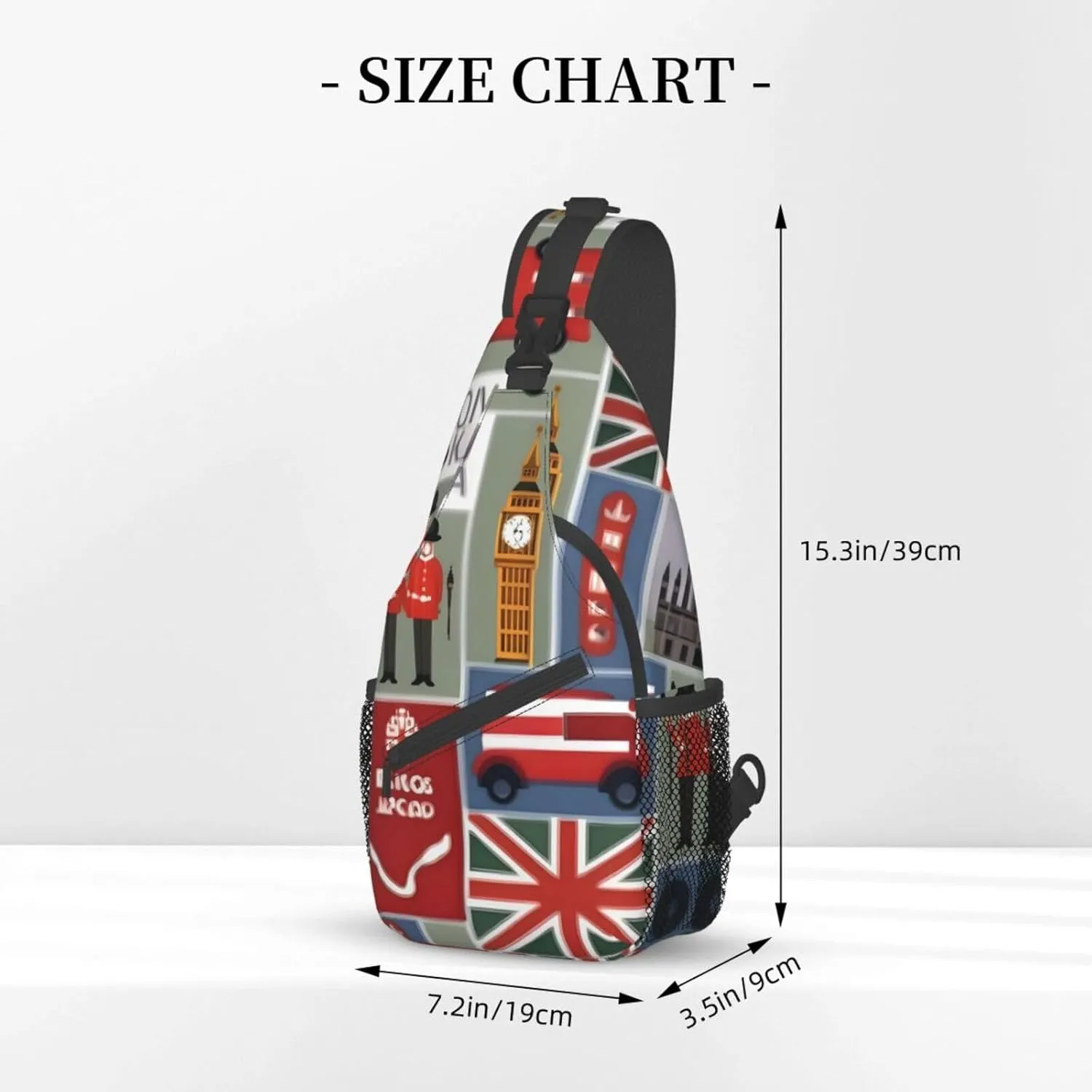 England Symbols Print Crossbody Sling Backpack For Women Men,Sling Bag Travel Hiking Chest Bag Daypack