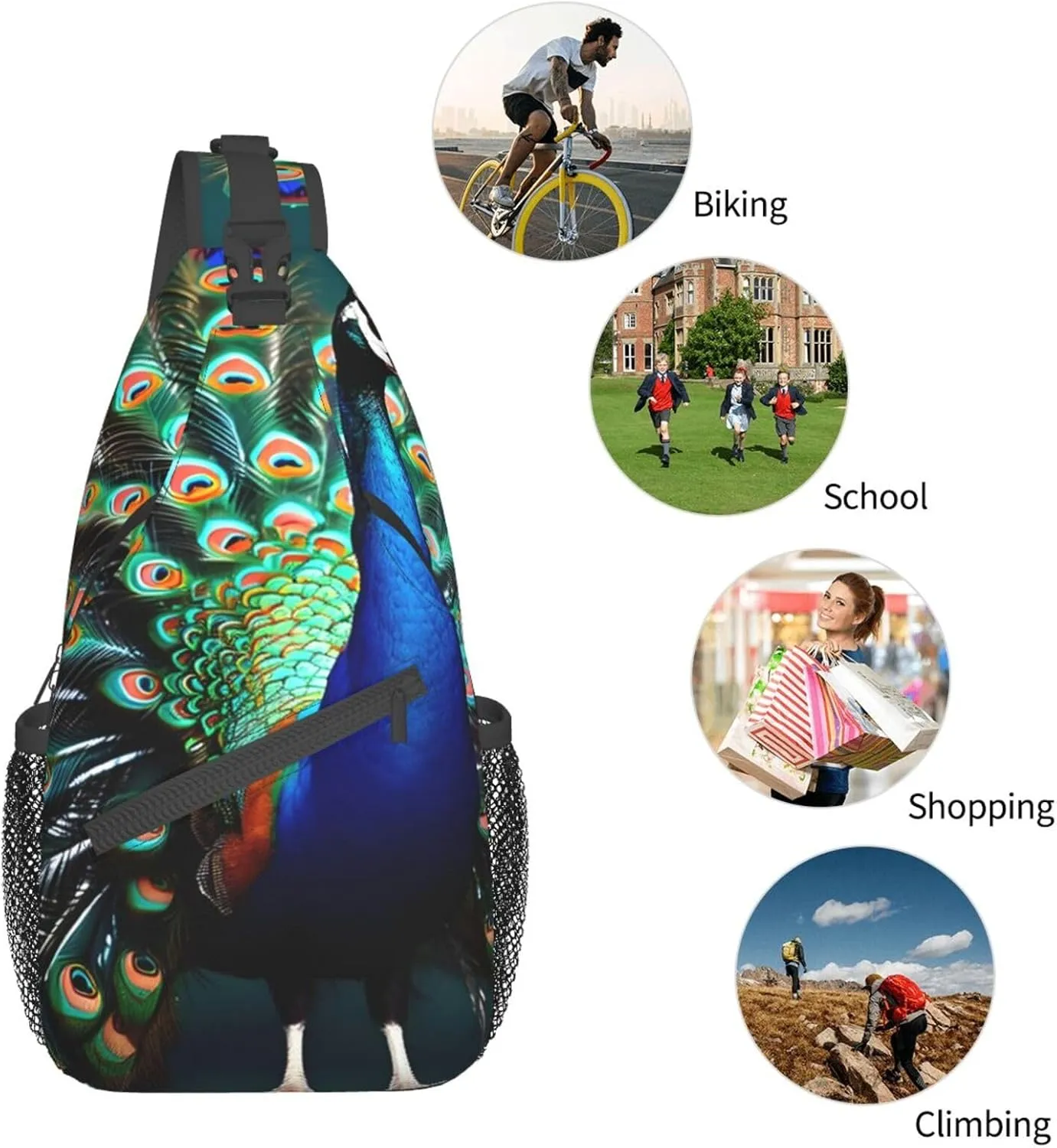 England Symbols Print Crossbody Sling Backpack For Women Men,Sling Bag Travel Hiking Chest Bag Daypack