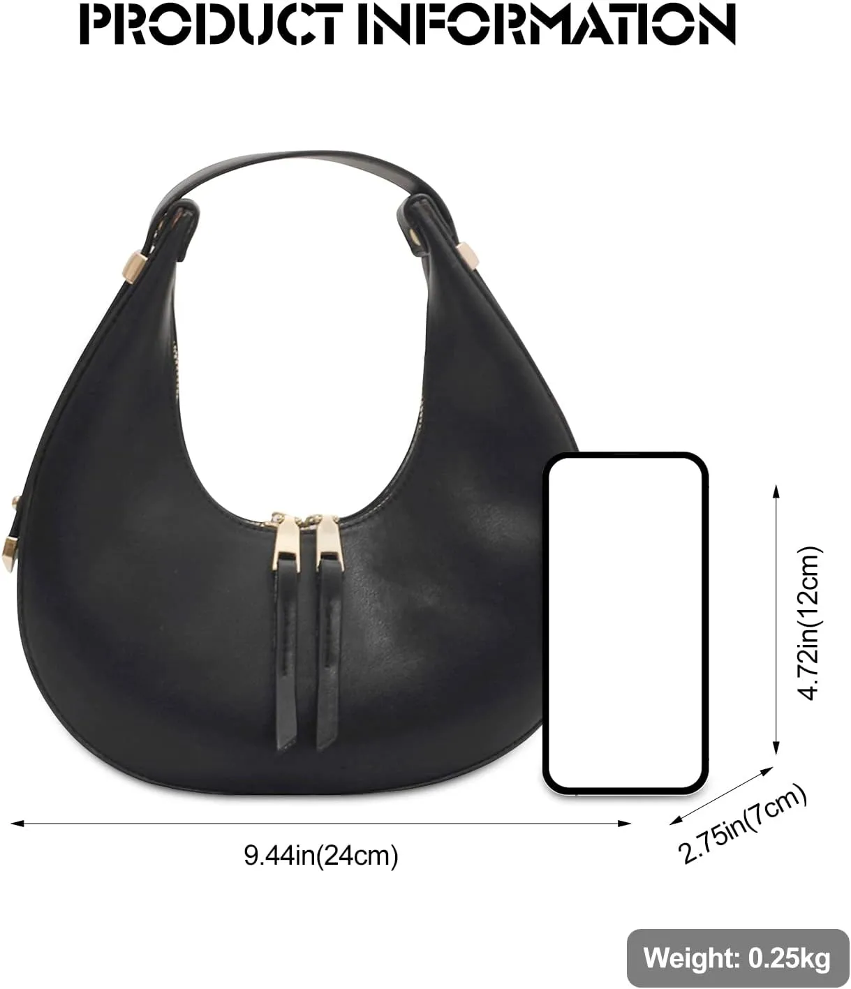 Ergocar 2022 New Women's Tote Handbags, Crescent Bags for Women Fashion Women Underarm Bag Top-Handle Bag, Black