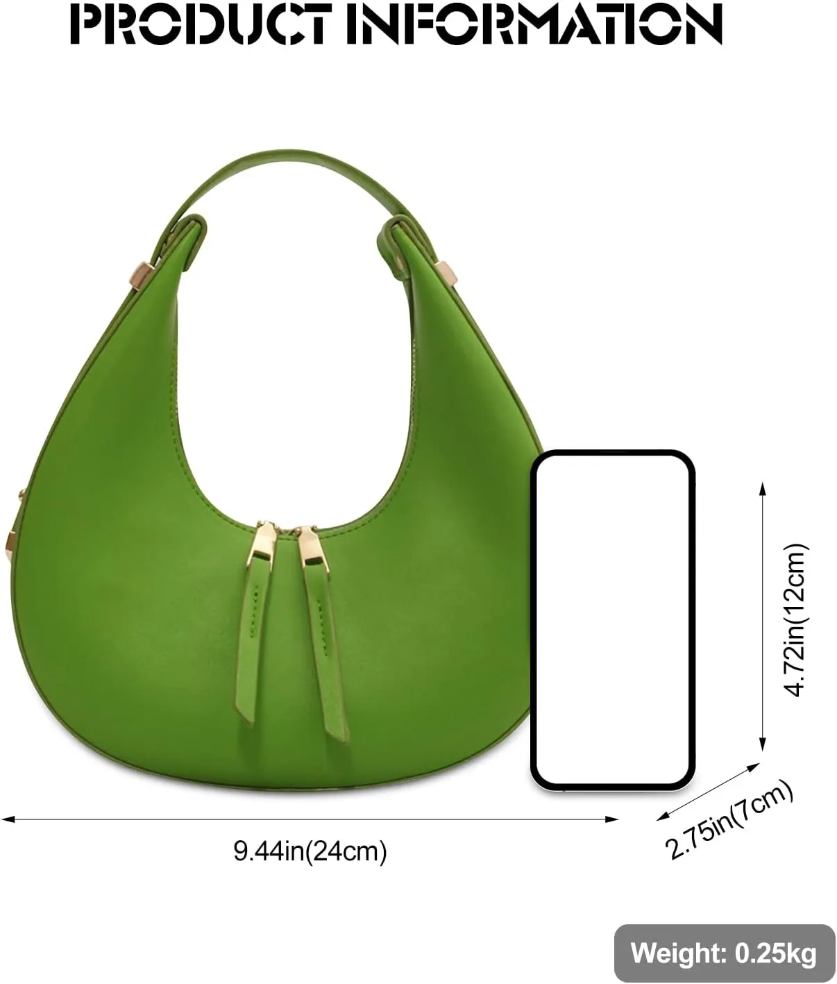 Ergocar 2022 New Women's Tote Handbags, Crescent Bags for Women Fashion Women Underarm Bag Top-Handle Bag, Green