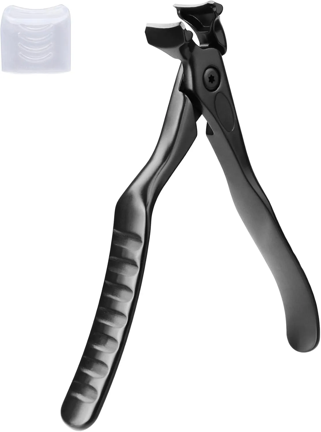 Ergonomic Long Handle Toenail Clippers with Catcher -Angled Head, Ultra Sharp Big Opening Wide Jaw Large Toe Nail Clippers for Men,Heavy Duty Nail Clippers for Thick Nails-Black