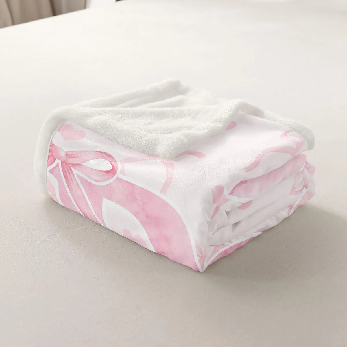 Erosebridal Initial Alphabet B Twin 60"x80" Women Teen Girls Pink Letter Plush Sherpa Blanket Aesthetic Bowknot Fleece Throw Blanket Cute Love Hearts Warm Plush Couch Sofa Geometric Butterfly Knot