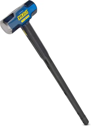 Estwing 12-Pound Hard Face Sledge Hammer for Demolition/Stake Driving, 50-55 HRC, Locked Steel Head, 36-Inch Indestructible Handle with Vulcanized Rubber Overlay, Reinforced Lanyard Hole