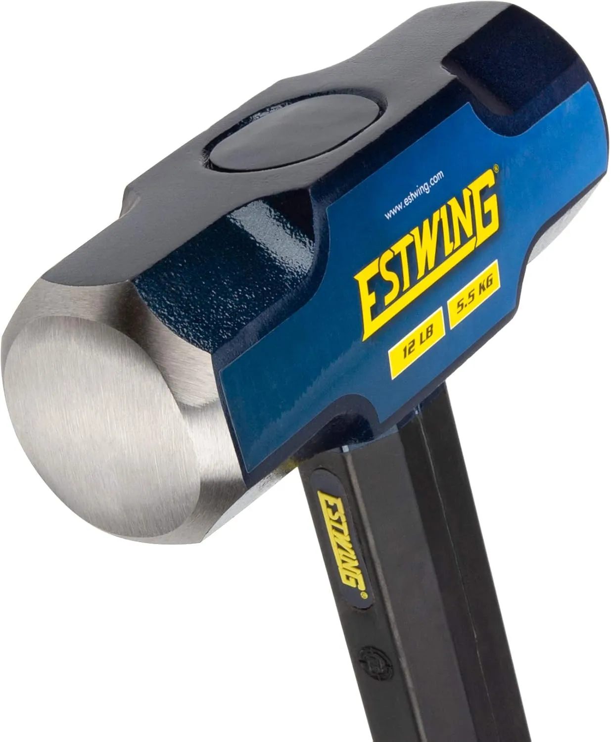 Estwing 12-Pound Hard Face Sledge Hammer for Demolition/Stake Driving, 50-55 HRC, Locked Steel Head, 36-Inch Indestructible Handle with Vulcanized Rubber Overlay, Reinforced Lanyard Hole