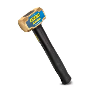 Estwing 2.5-Pound Brass Sledge Hammer for Metalworking/Automotive/Mining Use, Steel Locked Head, 12-Inch Indestructible Handle with Vulcanized Rubber Overlay, Reinforced Lanyard Hole