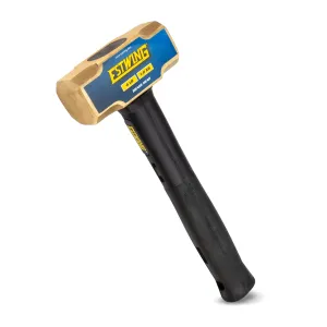 Estwing 4-Pound Brass Sledge Hammer for Metalworking/Automotive/Mining Use, Steel Locked Head, 12-Inch Indestructible Handle with Vulcanized Rubber Overlay, Reinforced Lanyard Hole