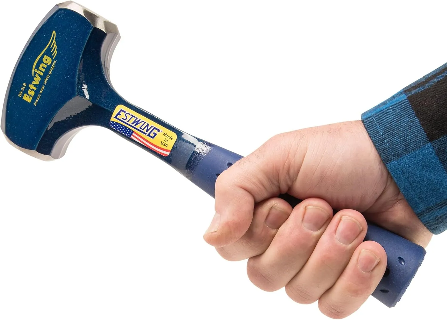 ESTWING Drilling/Crack Hammer - 3-Pound Sledge with Forged Steel Construction & Shock Reduction Grip - B3-3LB
