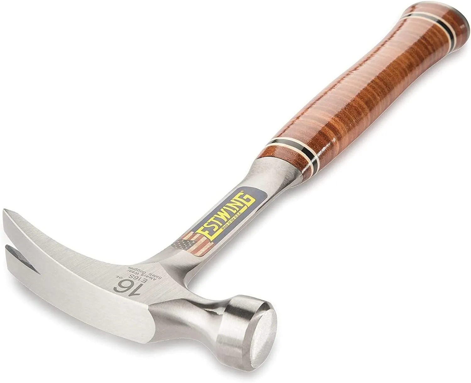 ESTWING Hammer - 16 oz Straight Rip Claw with Smooth Face & Genuine Leather Grip - E16S