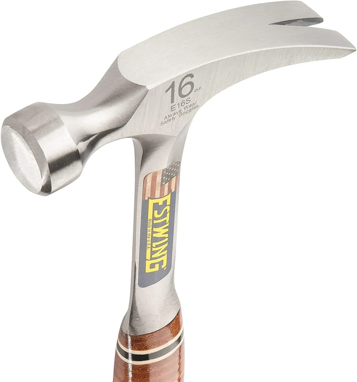 ESTWING Hammer - 16 oz Straight Rip Claw with Smooth Face & Genuine Leather Grip - E16S