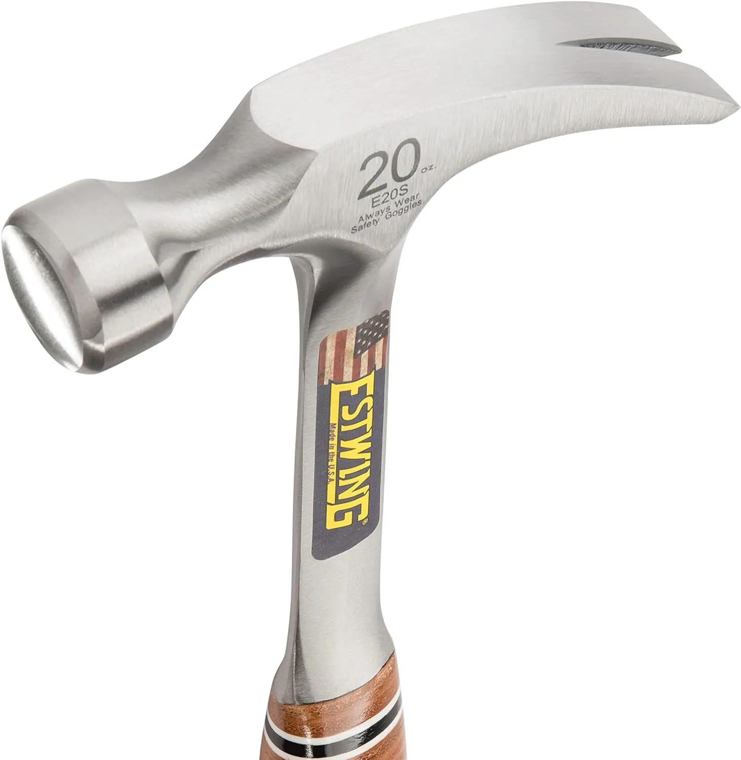 Estwing Hammer - 20 oz Straight Rip Claw with Smooth Face & Genuine Leather Grip - E20S