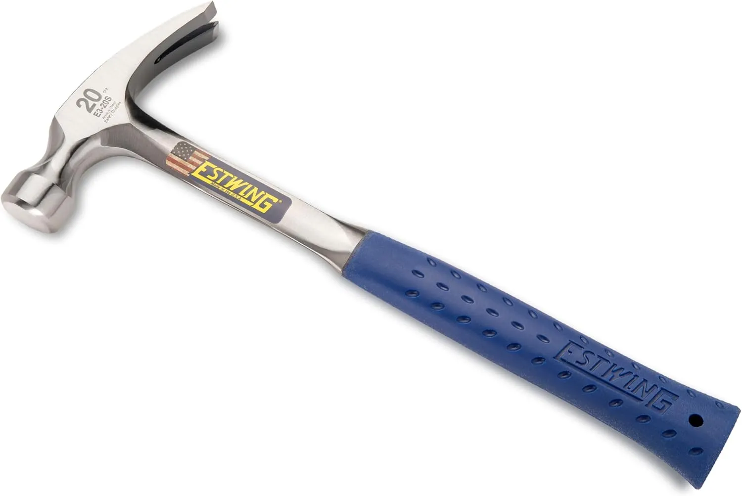ESTWING Hammer - 20 oz Straight Rip Claw with Smooth Face & Shock Reduction Grip - E3-20S